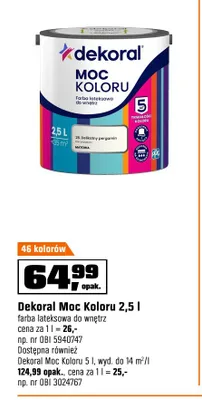 Farba lateksowa Dekoral Moc Koloru promocja w OBI