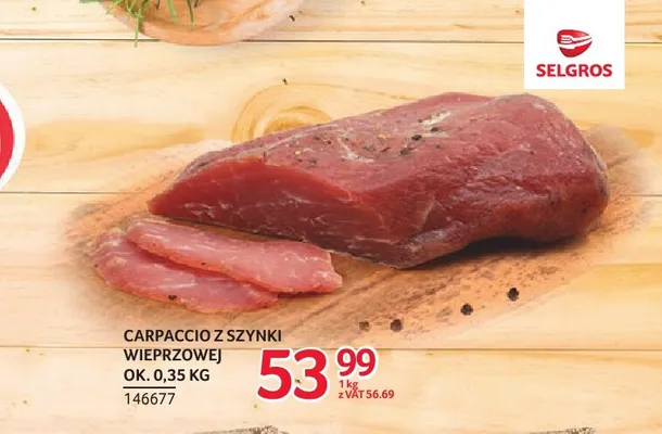 Carpaccio z szynki wieprzowej ZMB Białystok promocja w Selgros