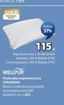 Poduszka ergonomiczna Strokken Wellpur 42x65x15 cm promocja w Jysk