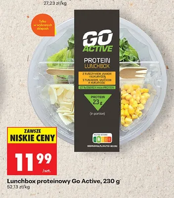 Lunchbox proteinowy z tuńczykiem jajkiem i kukurydzą Go Active promocja w Biedronka