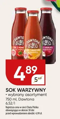 Sok warzywny wybrany asortyment promocja w Chata Polska