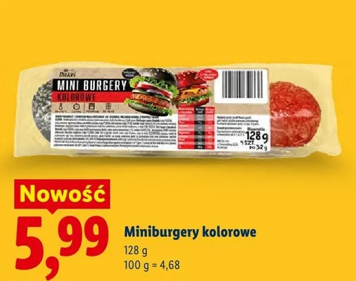 Miniburgery kolorowe Dakri promocja w Lidl