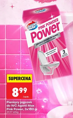 Pieniący proszek do WC Agent Max Pink Power 3-pak promocja w Biedronka