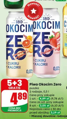 Piwo Okocim Zero bezalkoholowe puszka 2 rodzaje promocja w Dino