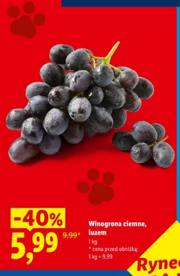 Winogrona ciemne luzem promocja w Lidl