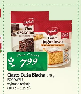Ciasto czekoladowe Delecta Duża Blacha promocja w CEZAR Delikatesy