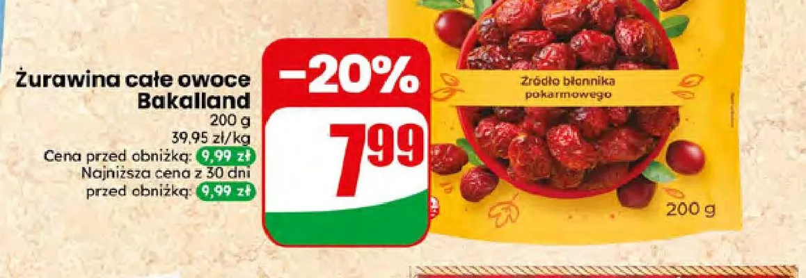 Żurawina całe owoce Bakalland promocja w Dino