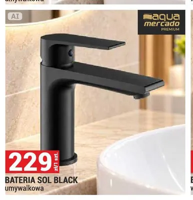 Bateria umywalkowa Sol Black Aqua Mercado promocja w Merkury Market