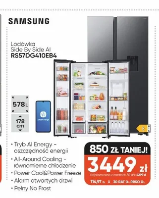 Lodówka Samsung Side By Side AI RS57DG410EB4 promocja w Max Elektro