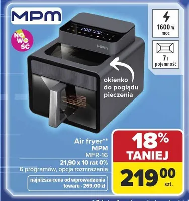 Air fryer MPM MFR-16 1600W 7l promocja w Carrefour
