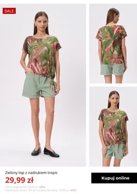 Zielony top z nadrukiem tropic greenpoint promocja w Greenpoint
