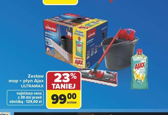 Zestaw mop Vileda Ultramax i płyn Ajax promocja w Carrefour
