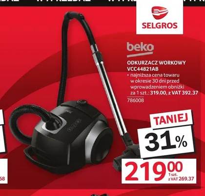 Odkurzacz workowy beko VCC44821AB promocja w Selgros