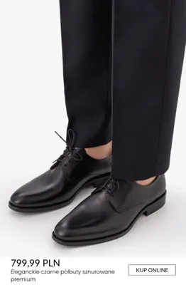 Eleganckie czarne półbuty sznurowane premium promocja w Ryłko