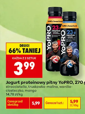 Jogurt proteinowy pitny truskawka-malina YoPRO promocja w Biedronka