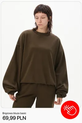 Brązowa bluza basic Cropp promocja w Cropp