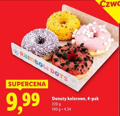 Donuty kolorowe, 4-pak promocja w Lidl