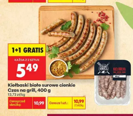 Kiełbaski białe surowe cienkie Czas na grill promocja w Biedronka