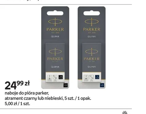 Naboje do pióra PARKER atrament czarny promocja w Empik