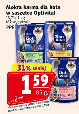 Mokra karma dla kota w saszetce Optivital promocja w Prim Market