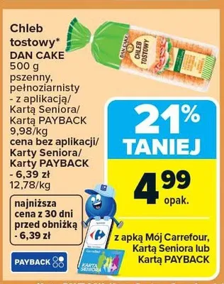 Chleb tostowy Dan Cake pełnoziarnisty promocja w Carrefour