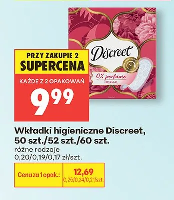 Wkładki higieniczne Discreet promocja w Biedronka