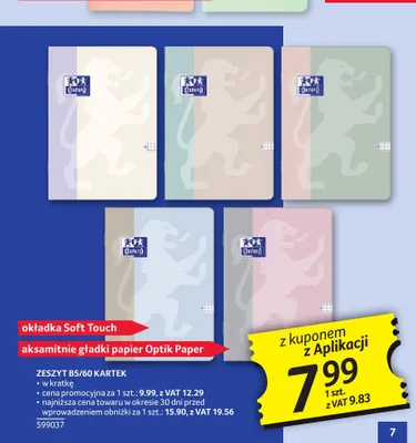 Zeszyt B5 60 kartek Oxford promocja w Selgros