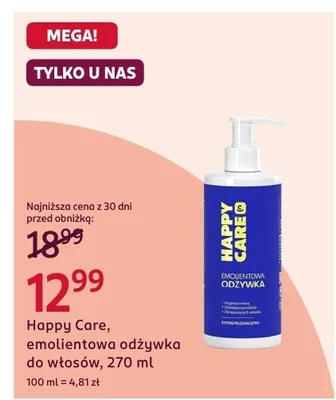 Emolientowa odżywka do włosów Happy Care promocja w Rossmann