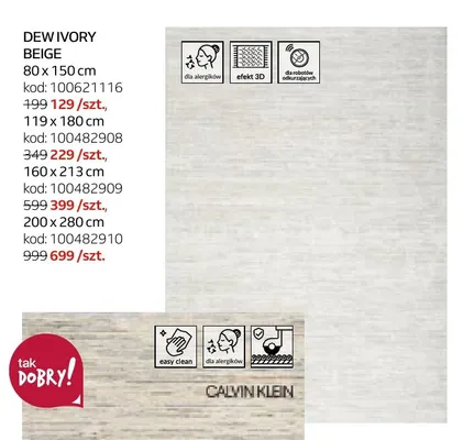 Dywan Dew Ivory Beige 160x213 cm promocja w Komfort