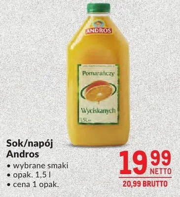 Sok/napój Andros wybrany smak promocja w Makro