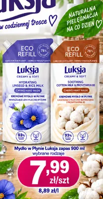 Mydło w płynie Luksja zapas łagodzące mleczko bawełniane i prowitamina B5 promocja w emma MARKET