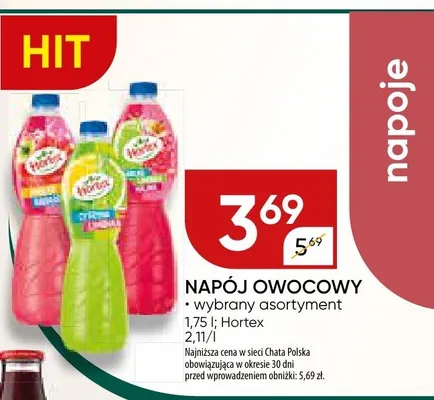 Napój owocowy wybrany asortyment promocja w Chata Polska
