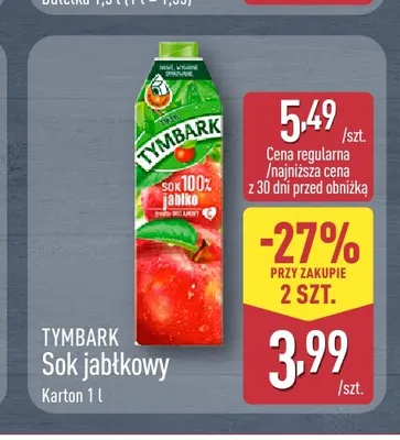 Sok jabłkowy Tymbark 100% promocja w Aldi