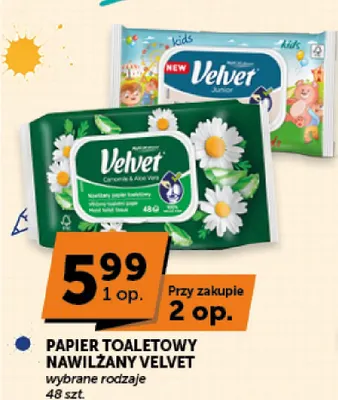 Papier toaletowy nawilżany Velvet Junior promocja w ABC