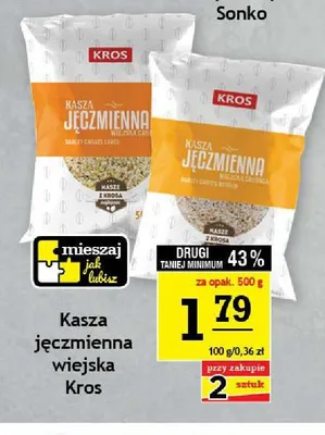 Kasza jęczmienna wiejska gruba Kros promocja w Gram Market
