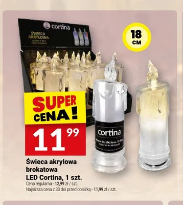 Świeca akrylowa brokatowa LED Cortina 18 cm promocja w Twój Market