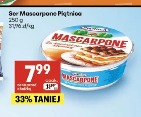 Ser Mascarpone Piątnica promocja w Delikatesy Centrum