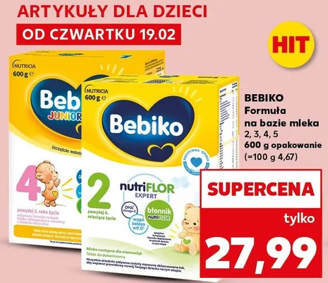 Formuła na bazie mleka 2, 3, 4, 5 600 g opakowanie promocja w Kaufland