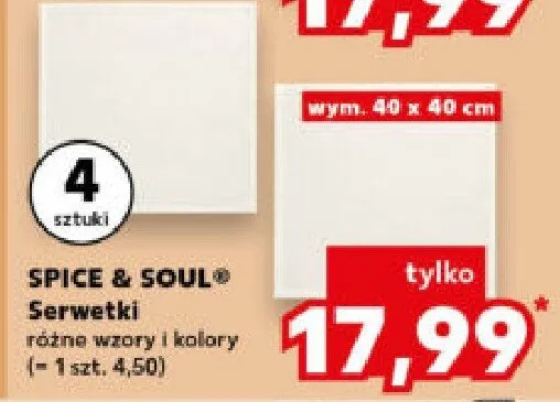 Serwetki różne wzory i kolory (=1 szt. 4,50) promocja w Kaufland