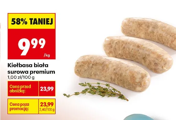 Kiełbasa biała surowa premium promocja w Biedronka