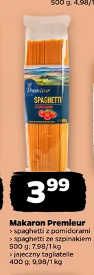 Makaron spaghetti ze szpinakiem Premieur promocja w Netto