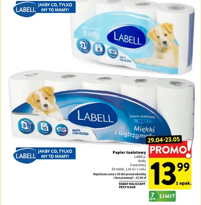 Papier toaletowy Labell biały 3 warstwy promocja w Intermarche