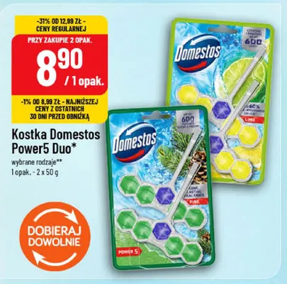 Kostka do WC Domestos Power5 Duo Pine 2-pak promocja w POLOmarket