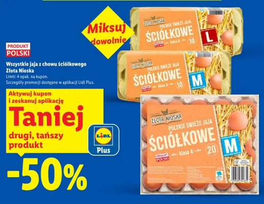 Jaja z chowu ściółkowego M Złota Nioska 10 szt promocja w Lidl