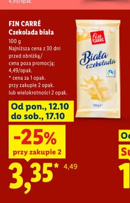 Czekolada biała Fin Carré promocja w Lidl