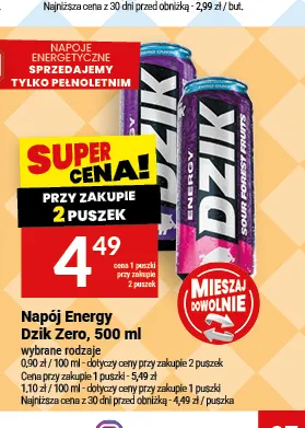 Napój energetyczny Dzik Zero promocja w Twój Market