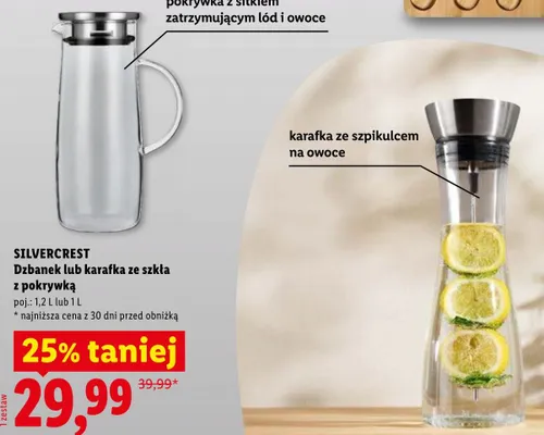 Dzbanek ze szkła z pokrywką SilverCrest 1,2l promocja w Lidl