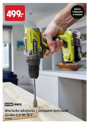 Wiertarko-wkrętarka z zestawem końcówek Ryobi promocja w Jula