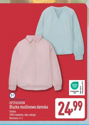 Bluzka muślinowa damska UP2FASHION promocja w Aldi