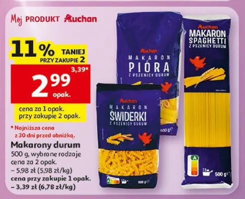 Makarony durum Auchan promocja w Auchan